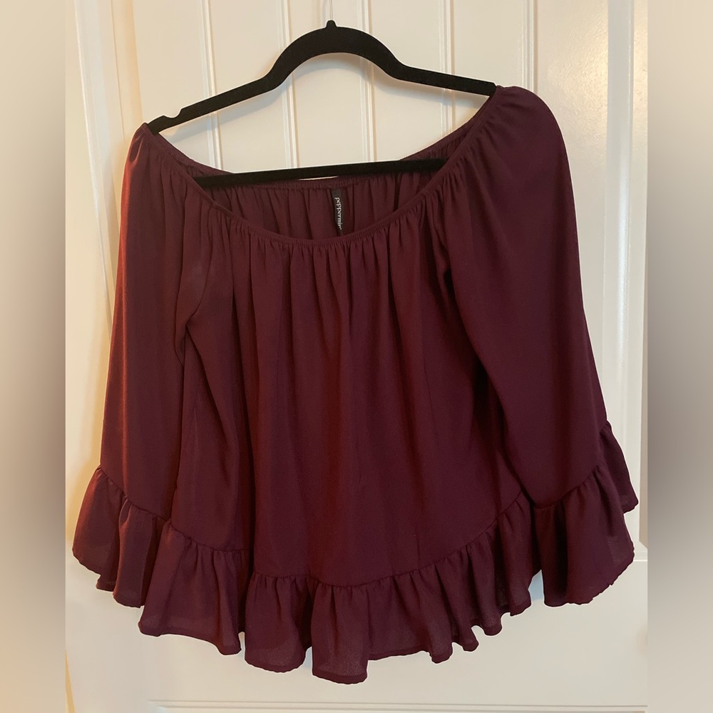 Women's Off-Shoulder Burgundy Top